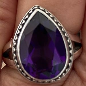 Amethyst Pear Ring Size 7